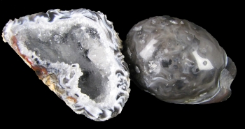 Quartz Var. Agate Enhydro Geode (rough and cut) from Rio Grande Del Sur, Brazil [db_pics/pics/agate3a.jpg]