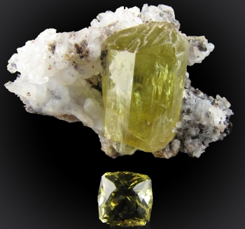 Apatite on Quartz (rough and cut) from Mercado Mine, Durango, Mexico [db_pics/pics/apatite4e.jpg]