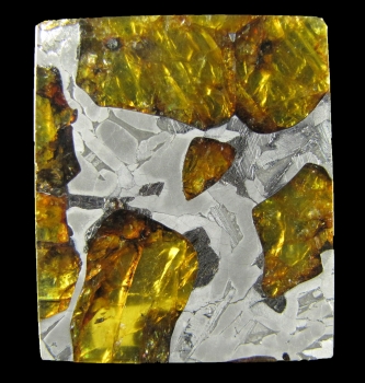Meteorite Slice Var. Stony Iron, pallasite from Fukang, Xinjiang Province, China [db_pics/pics/fukang2a.jpg]