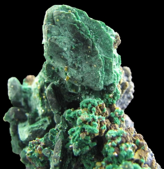 Malachite Pseudomorph after Azurite with Wulfenite from Whim Creek Copper Mine (Whim Creek Copper prospect; Whim Well Mine), Whim Creek, Roebourne Shire, Pilbara Region, Western Australia, Australia [db_pics/pics/malachite2c.jpg]